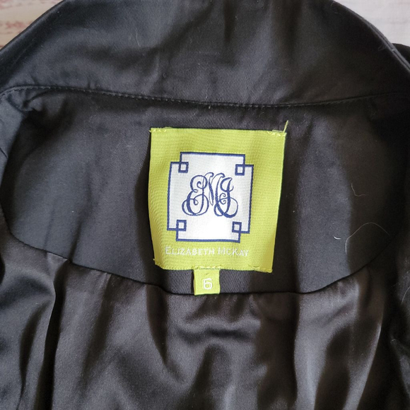 Elizabeth Mckay Scotland Wrap Dress Black Belted Ruffle Neckline Knee Length 6 - Picture 3 of 7